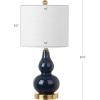 JONATHAN Y JYL1028A Anya 20.5″ Mini Glass LED Table Lamp, Transitional, Glam, Midcentury, Modern, Elegant, Office, Living Room, Family Room, Dining Room, Bedroom, Hallway, Foyer, Gray(Navy)