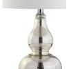 JONATHAN Y JYL1028A Anya 20.5″ Mini Glass LED Table Lamp, Transitional, Glam, Midcentury, Modern, Elegant, Office, Living Room, Family Room, Dining Room, Bedroom, Hallway, Foyer, Gray(Mercury Silver)