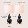 JONATHAN Y JYL1028C-SET2 Anya 20.5″ Mini Glass Lamp(Set of 2) Transitional,Glam,Midcentury for Bedroom, Living Room, Office, College Dorm, Coffee Table, Bookcase, Silver, 2 Piece(Navy)