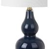 JONATHAN Y JYL1028C-SET2 Anya 20.5″ Mini Glass Lamp(Set of 2) Transitional,Glam,Midcentury for Bedroom, Living Room, Office, College Dorm, Coffee Table, Bookcase, Silver, 2 Piece(Navy)
