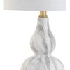JONATHAN Y JYL1028C-SET2 Anya 20.5″ Mini Glass Lamp(Set of 2) Transitional,Glam,Midcentury for Bedroom, Living Room, Office, College Dorm, Coffee Table, Bookcase, Silver, 2 Piece(Black / White)