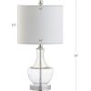 JONATHAN Y JYL1029B Colette 20″ Mini Glass LED Table Lamp, Transitional, Glam, Global, Modern, Elegant, Office, Living Room, Family Room, Dining Room, Bedroom, Hallway, Foyer, Silver(Clear)
