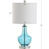 JONATHAN Y JYL1029B Colette 20″ Mini Glass LED Table Lamp, Transitional, Glam, Global, Modern, Elegant, Office, Living Room, Family Room, Dining Room, Bedroom, Hallway, Foyer, Silver(Amalfi Blue)