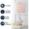 JONATHAN Y JYL1030A Parker 21.5″ Ceramic Mini LED Table Lamp, Modern, Contemporary, Elegant, Office, Living Room, Family Room, Dining Room, Bedroom, Hallway, Foyer, Brass/White