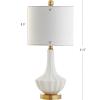 JONATHAN Y JYL1030A Parker 21.5″ Ceramic Mini LED Table Lamp, Modern, Contemporary, Elegant, Office, Living Room, Family Room, Dining Room, Bedroom, Hallway, Foyer, Brass/White