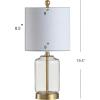JONATHAN Y JYL1033A Duncan 19.5″ Glass/Metal LED Table Lamp Glam Cottage Bedside Desk Nightstand Lamp for Bedroom Living Room Office College Bookcase LED Bulb Included, Clear/Brass Gold