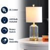 JONATHAN Y JYL1033A Duncan 19.5″ Glass/Metal LED Table Lamp Glam Cottage Bedside Desk Nightstand Lamp for Bedroom Living Room Office College Bookcase LED Bulb Included, Clear/Brass Gold