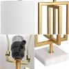 JONATHAN Y JYL1039A Anya 20.25″ Metal/Marble LED Table Lamp Glam Contemporary Modern Bedside Desk Nightstand Lamp for Bedroom Living Room Office College Bookcase LED Bulb Included, Gold