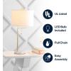JONATHAN Y JYL1043A Alyssa 24.5″ Metal/Marble LED Table Lamp Contemporary Bedside Desk Nightstand Lamp for Bedroom Living Room Office College Bookcase LED Bulb Included, Brass Gold/White(Brass Gold/White)