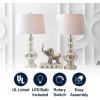 JONATHAN Y JYL1061D-SET2 Set of 2 Table Lamps Genie 28.5″ Glass LED Table Lamp Contemporary Transitional Bedside Desk Nightstand Lamp for Bedroom Living Room Office College Bookcase, Mercury Silver(Mercury Silver)