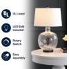 JONATHAN Y JYL1067A Rae 26.5″ Glass/Metal LED Table Lamp Cottage French Country Rustic Bedside Desk Nightstand Lamp for Bedroom Living Room Office College Bookcase LED Bulb Included, Clear/Black