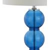 JONATHAN Y JYL1070A-SET2 Set of 2 Table Lamps Bella 27″ Glass Triple-Sphere LED Table Lamp Contemporary Bedside Desk Nightstand Lamp for Bedroom Living Room Office College Bookcase, Clear/Brass(Cobalt Blue)