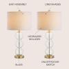 JONATHAN Y JYL1070A-SET2 Set of 2 Table Lamps Bella 27″ Glass Triple-Sphere LED Table Lamp Contemporary Bedside Desk Nightstand Lamp for Bedroom Living Room Office College Bookcase, Clear/Brass(Clear/Brass)