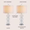 JONATHAN Y JYL1070A-SET2 Set of 2 Table Lamps Bella 27″ Glass Triple-Sphere LED Table Lamp Contemporary Bedside Desk Nightstand Lamp for Bedroom Living Room Office College Bookcase, Clear/Brass(Clear/Chrome)