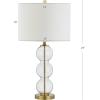JONATHAN Y JYL1070A-SET2 Set of 2 Table Lamps Bella 27″ Glass Triple-Sphere LED Table Lamp Contemporary Bedside Desk Nightstand Lamp for Bedroom Living Room Office College Bookcase, Clear/Brass(Clear/Brass)