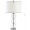 JONATHAN Y JYL1070A-SET2 Set of 2 Table Lamps Bella 27″ Glass Triple-Sphere LED Table Lamp Contemporary Bedside Desk Nightstand Lamp for Bedroom Living Room Office College Bookcase, Clear/Brass(Clear/Chrome)