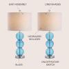 JONATHAN Y JYL1070A-SET2 Set of 2 Table Lamps Bella 27″ Glass Triple-Sphere LED Table Lamp Contemporary Bedside Desk Nightstand Lamp for Bedroom Living Room Office College Bookcase, Clear/Brass(Sky Blue/Chrome)