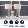 JONATHAN Y JYL1070A-SET2 Set of 2 Table Lamps Bella 27″ Glass Triple-Sphere LED Table Lamp Contemporary Bedside Desk Nightstand Lamp for Bedroom Living Room Office College Bookcase, Clear/Brass(Clear/Brass)
