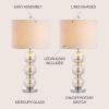 JONATHAN Y JYL1070A-SET2 Set of 2 Table Lamps Bella 27″ Glass Triple-Sphere LED Table Lamp Contemporary Bedside Desk Nightstand Lamp for Bedroom Living Room Office College Bookcase, Clear/Brass(Mercury Silver/Chrome)