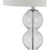 JONATHAN Y JYL1070A-SET2 Set of 2 Table Lamps Bella 27″ Glass Triple-Sphere LED Table Lamp Contemporary Bedside Desk Nightstand Lamp for Bedroom Living Room Office College Bookcase, Clear/Brass(Clear/Chrome)