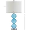 JONATHAN Y JYL1070A-SET2 Set of 2 Table Lamps Bella 27″ Glass Triple-Sphere LED Table Lamp Contemporary Bedside Desk Nightstand Lamp for Bedroom Living Room Office College Bookcase, Clear/Brass(Sky Blue/Chrome)