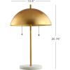 JONATHAN Y JYL1071A Ella 20.7″ Dome Metal with Marble Base LED Table Lamp Classic Glam Bedside Desk Nightstand Lamp for Bedroom Living Room Office College Bookcase LED Bulbs Included, Gold Leaf/White(Gold Leaf/White)