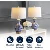 JONATHAN Y JYL1072A-SET2 Set of 2 Table Lamps Jennifer 25.25″ Ceramic/Metal LED Table Lamp Cottage Bedside Desk Nightstand Lamp for Bedroom Living Room Office College Bookcase, Blue/White