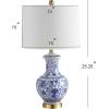 JONATHAN Y JYL1072A-SET2 Set of 2 Table Lamps Jennifer 25.25″ Ceramic/Metal LED Table Lamp Cottage Bedside Desk Nightstand Lamp for Bedroom Living Room Office College Bookcase, Blue/White