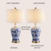 JONATHAN Y JYL1073A-SET2 Set of 2 Table Lamps Jennifer 25.75″ Ceramic/Metal LED Table Lamp Cottage Bedside Desk Nightstand Lamp for Bedroom Living Room Office College Bookcase, Blue/White