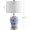 JONATHAN Y JYL1073A-SET2 Set of 2 Table Lamps Jennifer 25.75″ Ceramic/Metal LED Table Lamp Cottage Bedside Desk Nightstand Lamp for Bedroom Living Room Office College Bookcase, Blue/White
