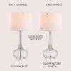 JONATHAN Y JYL1079A-SET2 Set of 2 Table Lamps Bette 28.5″ Glass Teardrop LED Table Lamp Contemporary Bedside Desk Nightstand Lamp for Bedroom Living Room Office College Bookcase, Pink(Smoke Gray)