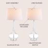 JONATHAN Y JYL1079A-SET2 Set of 2 Table Lamps Bette 28.5″ Glass Teardrop LED Table Lamp Contemporary Bedside Desk Nightstand Lamp for Bedroom Living Room Office College Bookcase, Pink(Clear)