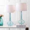 JONATHAN Y JYL1079A-SET2 Set of 2 Table Lamps Bette 28.5″ Glass Teardrop LED Table Lamp Contemporary Bedside Desk Nightstand Lamp for Bedroom Living Room Office College Bookcase, Pink(Aqua)