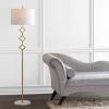JONATHAN Y JYL1083A Diamante 61.5″ Modern Gilt Metal with Marble Based LED Floor Lamp Classic,Glam,Transitional for Bedrooms, Living Room, Office, Reading, Gold/White