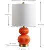 JONATHAN Y JYL1099A Daphne 20″ Ribbed Metal/Glass LED Table Lamp Contemporary Transitional Bedside Desk Nightstand Lamp for Bedroom Living Room Office College Bookcase, White/Brass Gold(Orange)