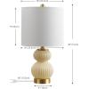 JONATHAN Y JYL1099A Daphne 20″ Ribbed Metal/Glass LED Table Lamp Contemporary Transitional Bedside Desk Nightstand Lamp for Bedroom Living Room Office College Bookcase, White/Brass Gold(Ivory)