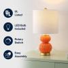 JONATHAN Y JYL1099A Daphne 20″ Ribbed Metal/Glass LED Table Lamp Contemporary Transitional Bedside Desk Nightstand Lamp for Bedroom Living Room Office College Bookcase, White/Brass Gold(Orange)