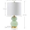 JONATHAN Y JYL1099A Daphne 20″ Ribbed Metal/Glass LED Table Lamp Contemporary Transitional Bedside Desk Nightstand Lamp for Bedroom Living Room Office College Bookcase, White/Brass Gold(Mint Green)