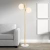 JONATHAN Y JYL1108A Oscar 60.5″ 2-Light Parisian Candlestick Iron LED Floor Lamp, Modern, Contemporary, Glam, Minimalist, Coastal for Bedroom, Living Room, Office, Brass Gold/White