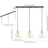 JONATHAN Y JYL1123A Kiawah Island 30.5″ 3-Light Metal/Glass Contemporary Modern LED Pendant Midcentury Transitional Farmhouse Dimmable Dining Room Living Room Kitchen Foyer Bedroom, Brass Gold/Black