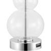 JONATHAN Y JYL1125C-SET2 Cora 22″ Classic Vintage Glass LED Table Lamp with USB Charging Port Coastal Contemporary Bedside Desk Nightstand Lamp for Bedroom Living Room, Clear (Set of 2)(Chrome/Clear)