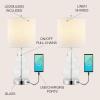 JONATHAN Y JYL1125C-SET2 Cora 22″ Classic Vintage Glass LED Table Lamp with USB Charging Port Coastal Contemporary Bedside Desk Nightstand Lamp for Bedroom Living Room, Clear (Set of 2)(Chrome/Clear)