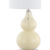 JONATHAN Y JYL1125C-SET2 Cora 22″ Classic Vintage Glass LED Table Lamp with USB Charging Port Coastal Contemporary Bedside Desk Nightstand Lamp for Bedroom Living Room, Clear (Set of 2)(Cream)