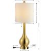 JONATHAN Y JYL1127B-SET2 Tyler 24″ Gourd Iron LED Table Lamp, Pull-Chain, Dual USB Charging Port, Farmhouse, Classic, Modern, Traditional for Bedroom, Living Room, Office, Nickel, Set of 2(Brass Gold)
