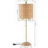 JONATHAN Y JYL1138B-SET2 Celerie 27.5″ Coastal Bohemian Rattan/Iron Scalloped Buffet LED Table Lamp with Pull Chain Bedroom, Living Room, Office, Dining Room, White/Brass Gold (Set of 2)(Natural/Brass Gold)