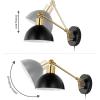 JONATHAN Y JYL1301C Lisa 18″ Swing Arm 1-Light Modern Midcentury Iron USB Charging Port LED Sconce Transitional Farmhouse Entryway Lobby Kitchen Living Room Hallway, Grey/Brass Gold, 8.0 in(Black/Brass Gold)