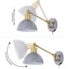 JONATHAN Y JYL1301C Lisa 18″ Swing Arm 1-Light Modern Midcentury Iron USB Charging Port LED Sconce Transitional Farmhouse Entryway Lobby Kitchen Living Room Hallway, Grey/Brass Gold, 8.0 in(Grey/Brass Gold)