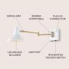 JONATHAN Y JYL1302C Hygge 16″ Swing Arm 1-Light Modern Midcentury Iron USB Charging Port LED Sconce Transitional Farmhouse Entryway Lobby Kitchen Bathroom Bedroom Living Room, Grey/Brass Gold(White/Brass Gold)