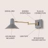 JONATHAN Y JYL1302C Hygge 16″ Swing Arm 1-Light Modern Midcentury Iron USB Charging Port LED Sconce Transitional Farmhouse Entryway Lobby Kitchen Bathroom Bedroom Living Room, Grey/Brass Gold(Grey/Brass Gold)