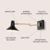 JONATHAN Y JYL1302C Hygge 16″ Swing Arm 1-Light Modern Midcentury Iron USB Charging Port LED Sconce Transitional Farmhouse Entryway Lobby Kitchen Bathroom Bedroom Living Room, Grey/Brass Gold(Black/Brass Gold)